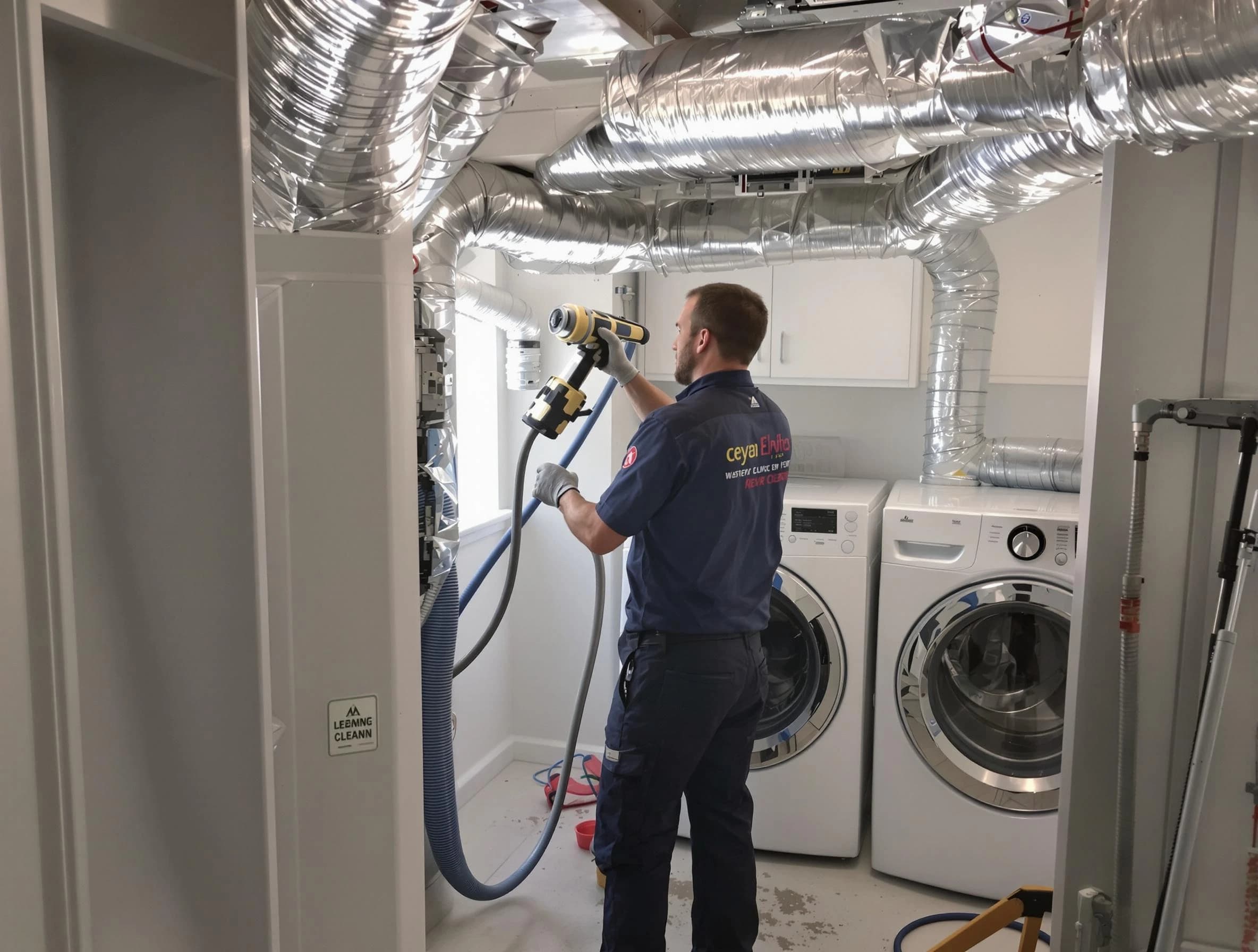 Buford Dryer Vent Cleaning specialist using advanced equipment for thorough duct cleaning in Buford