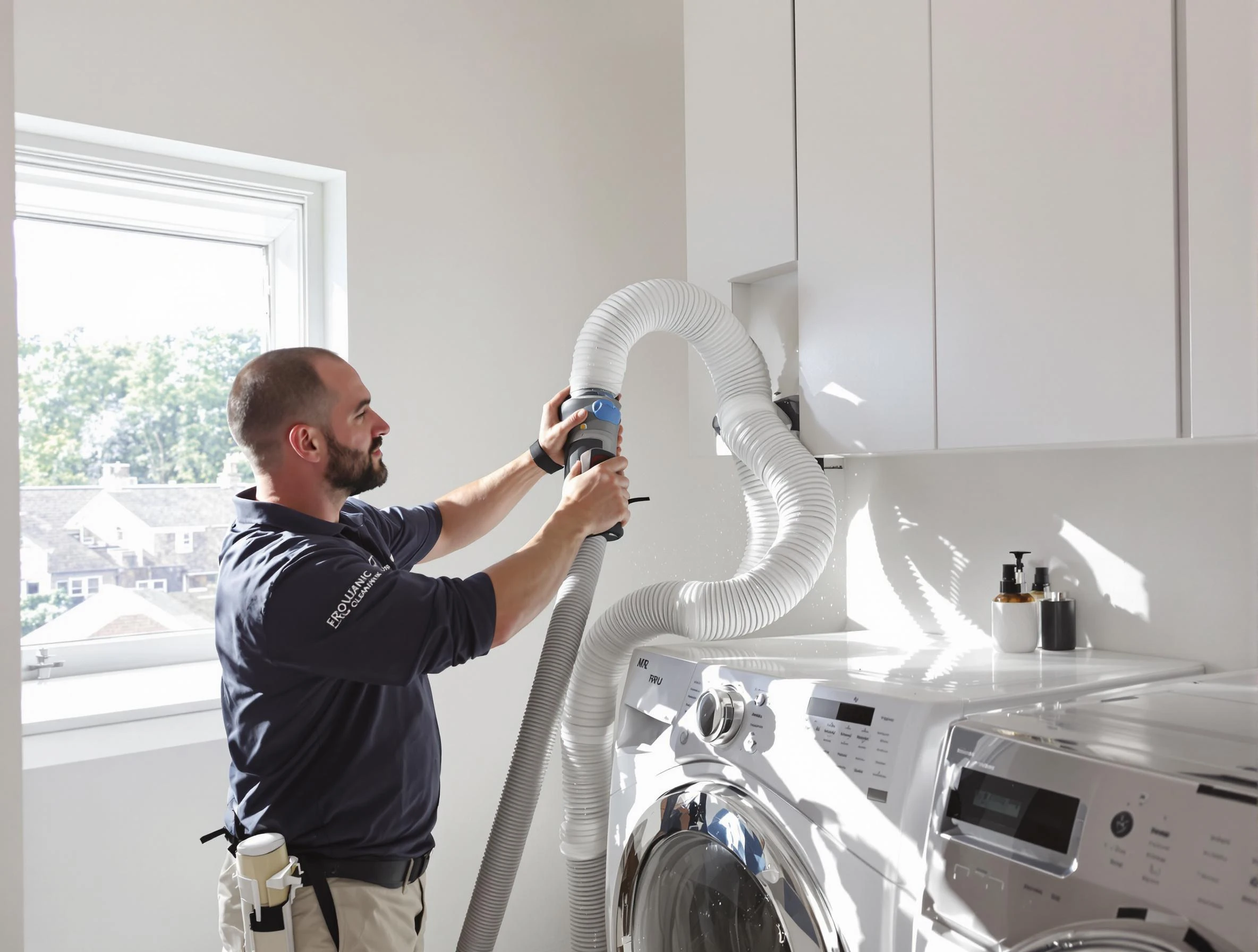 Certified Buford Dryer Vent Cleaning technician performing dryer vent cleaning in Buford